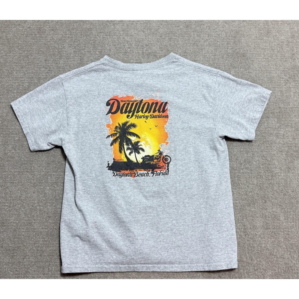 Harley-Davidson Shirt Youth Medium Gray Daytona Sunset Graphic Short Sleeve Tee - Picture 6 of 7